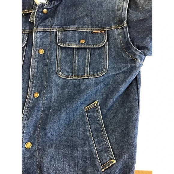 Vintage London Fog Size Small (16) Blue Denim Jean Turbo Jacket - Picture 13 of 14